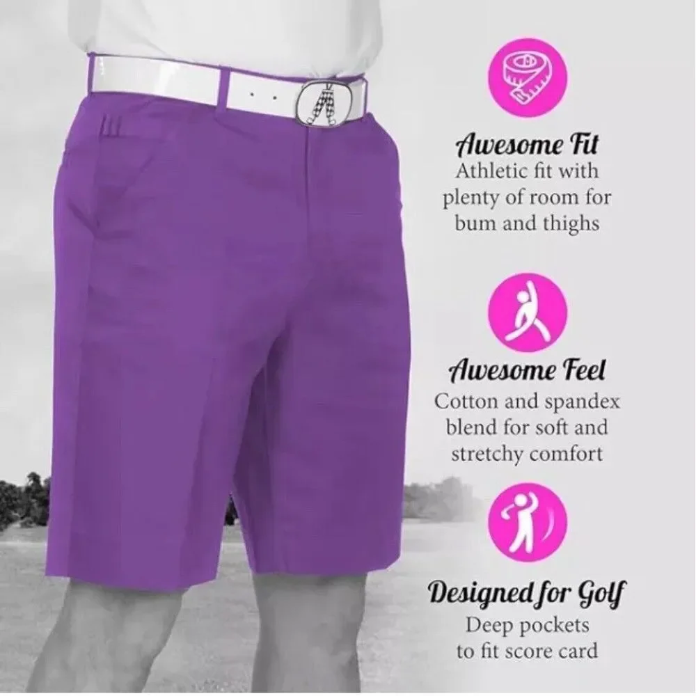 Royal and Awesome Men`s Golf Shorts Purple Patch Golf Shorts + Tool W 42 X10‎